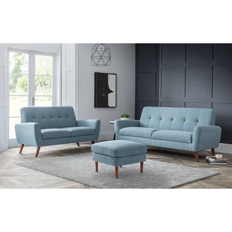 Julian Bowen Monza Fabric 3 Seater Sofa - Blue 0