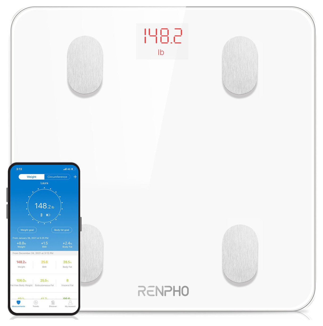 Renpho Smart Bathroom  Scales - White