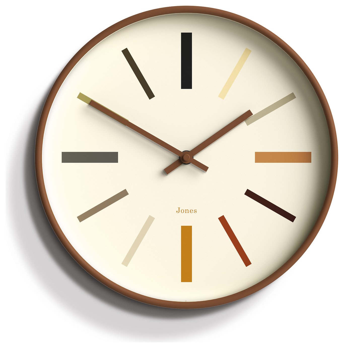 Jones Clock Marker Analogue Wall Clock - Kiwi Brown