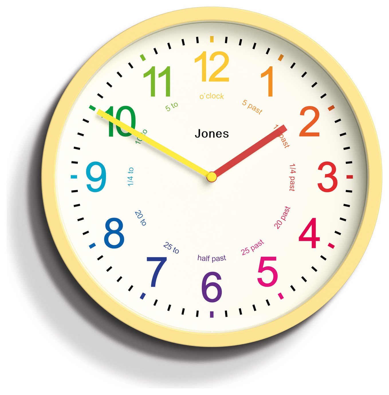 Jones Clocks Kids Analogue Wall Clock - Yellow 