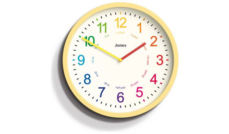 Jones Clocks Kids Analogue Wall Clock - Yellow 