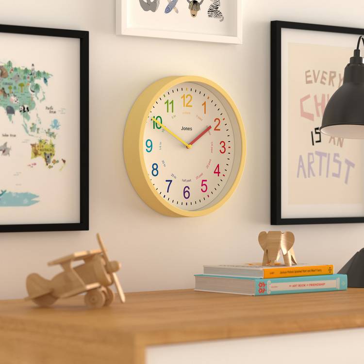 Jones Clocks Kids Analogue Wall Clock - Yellow  0