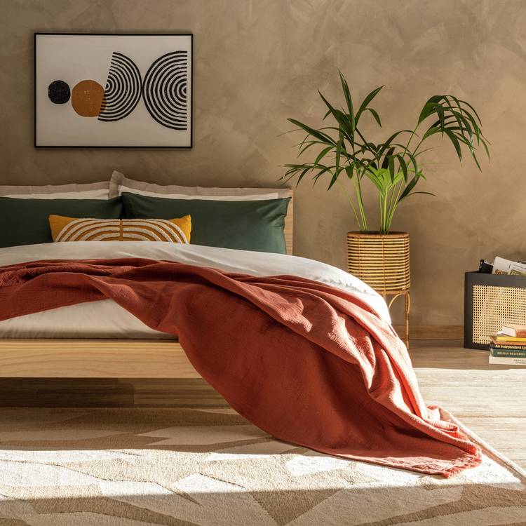 Habitat Cotton Plain Textured Throw - Terracotta - 150x200cm 0