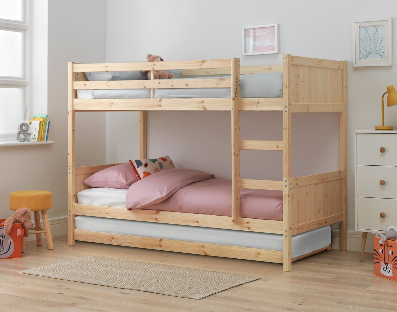 Argos Home Detachable Pine Bunk Bed Frame with Trundle