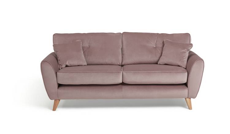 Habitat Isla 3 Seater Velvet Sofa - Pink