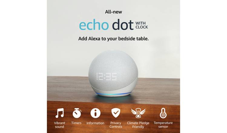 Buy  Echo Dot with Clock 5th Gen Alexa Smart Speaker White, Smart  speakers