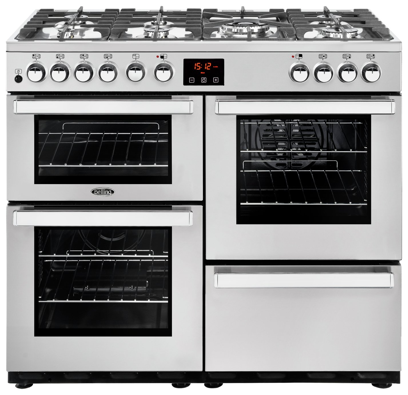 Belling 100DFT 100cm Dual Fuel Range Cooker Stainless Steel