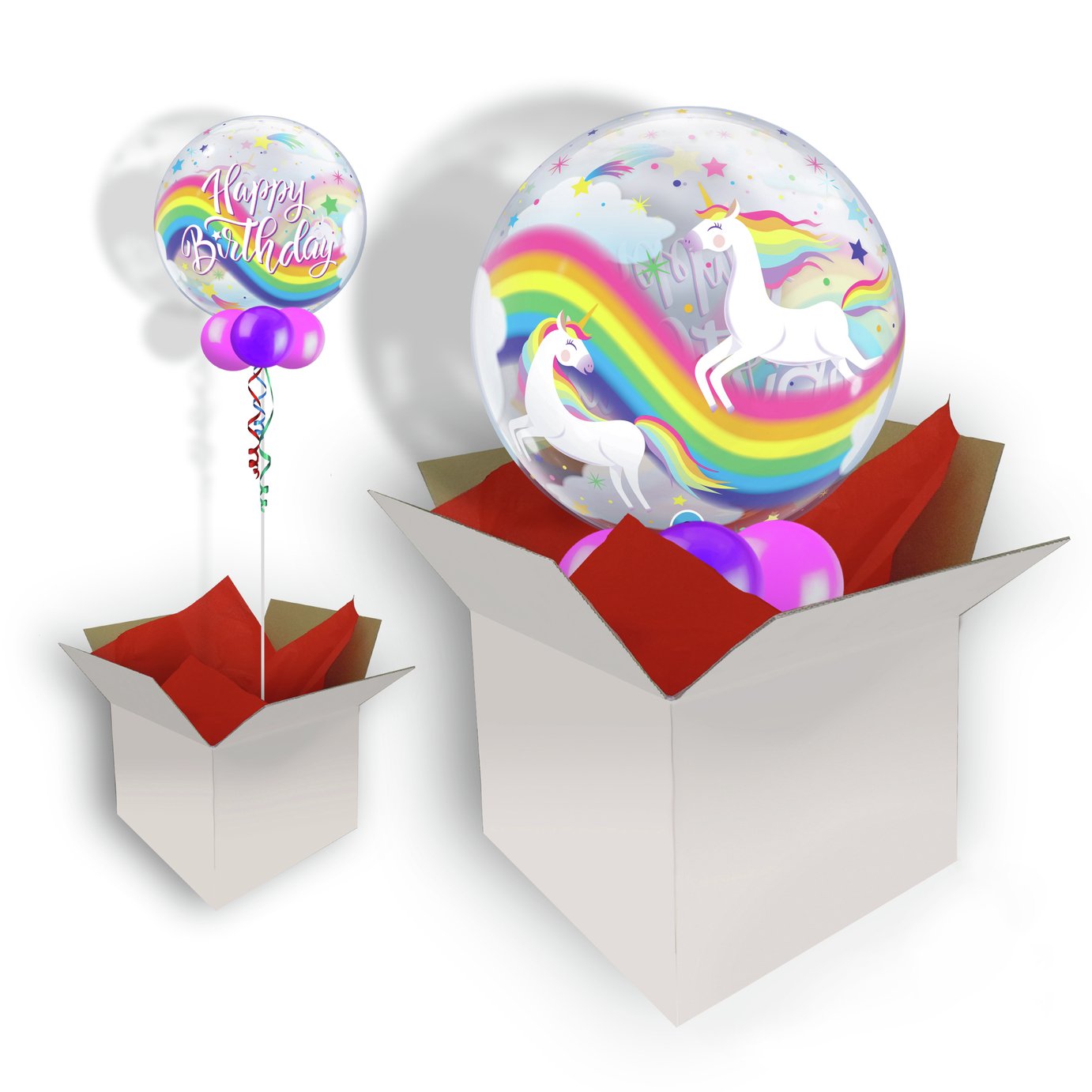 Pioneer Birthday Rainbow Unicorns Bubble Balloon In A Box