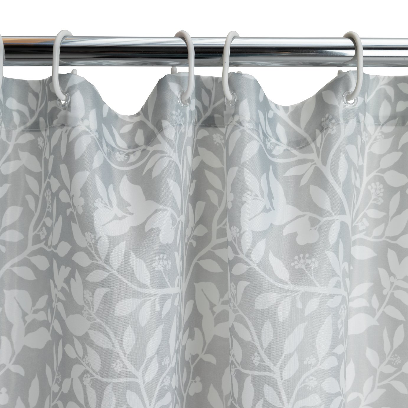 Home Floral Print Shower Curtain - Grey