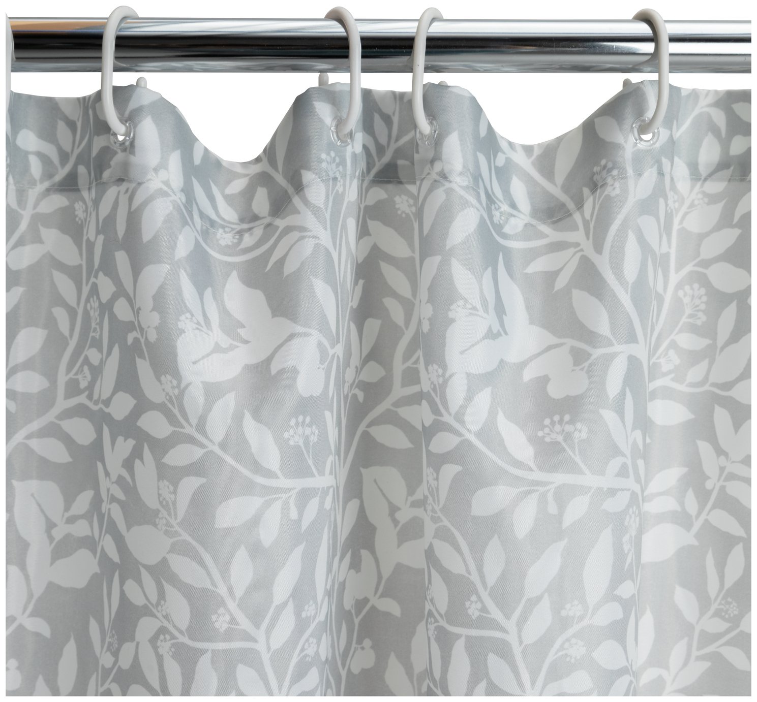 Home Floral Print Shower Curtain - Grey