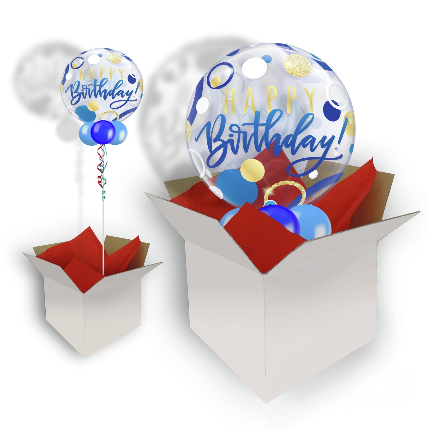 Pioneer Birthday Blue & Gold Dots Bubble Balloon In A Box Review