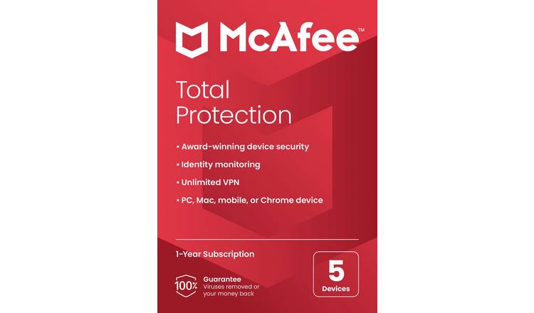 McAfee Total Protection, 5 Devices, 1-Year Subscription (E