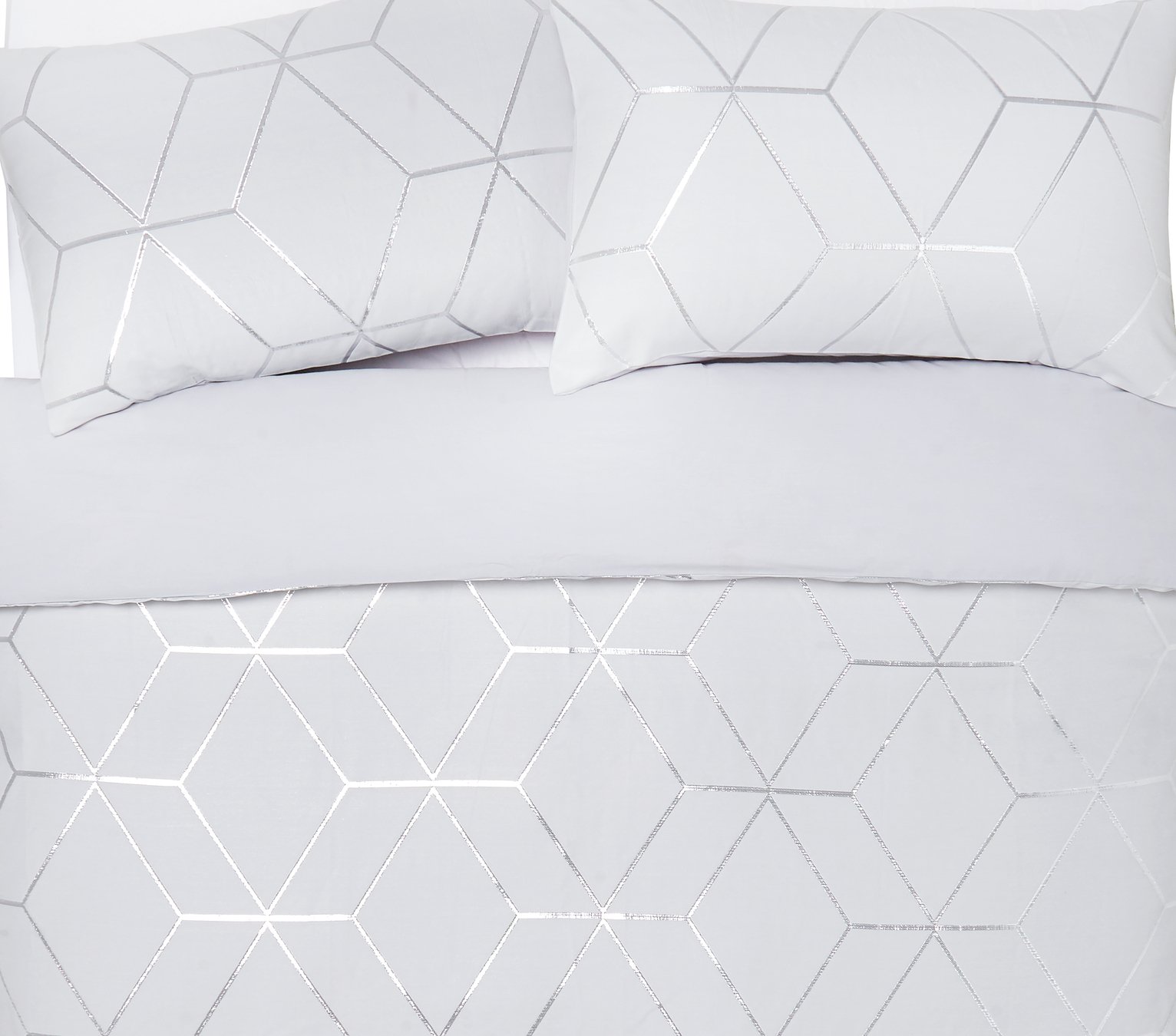 Argos Home Jacquard Geo Silver & White Bedding Set - Double