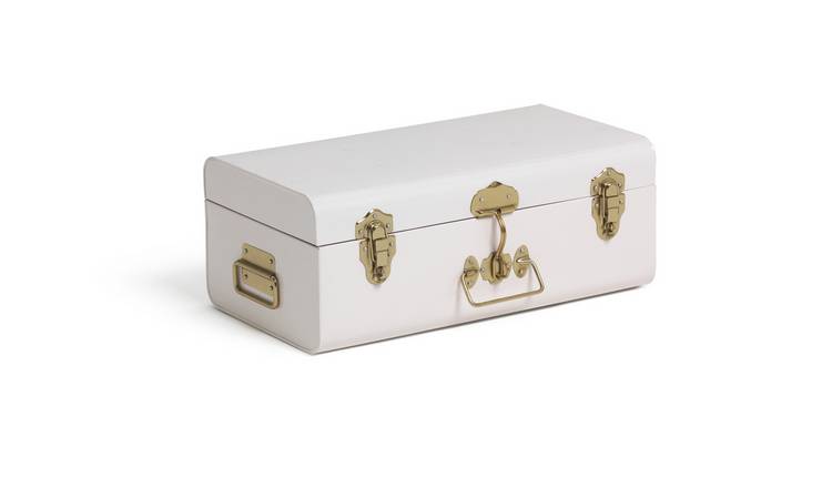 Buy Habitat Medium Galvanised Steel Storage Trunk - White | Storage ...