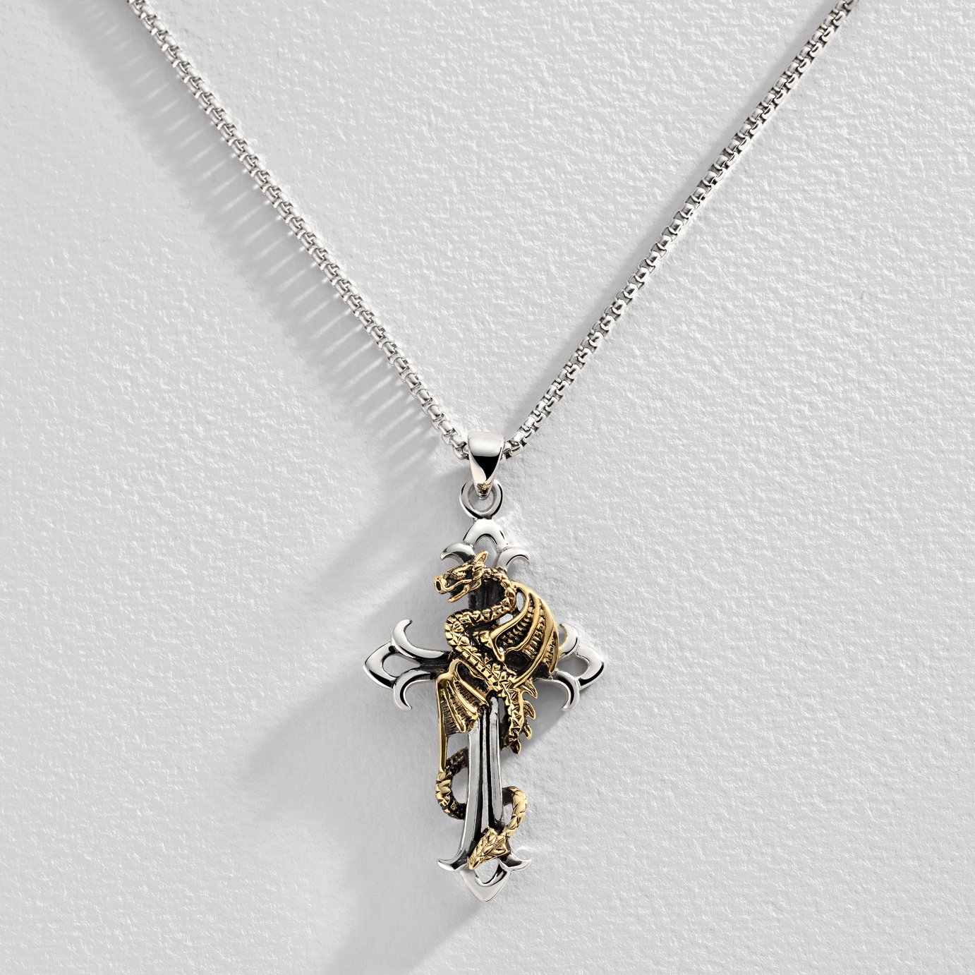 Revere Gold Colour Snake Cross Pendant Necklace