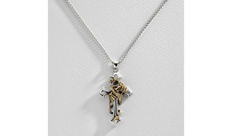 Argos mens silver sales cross and chain