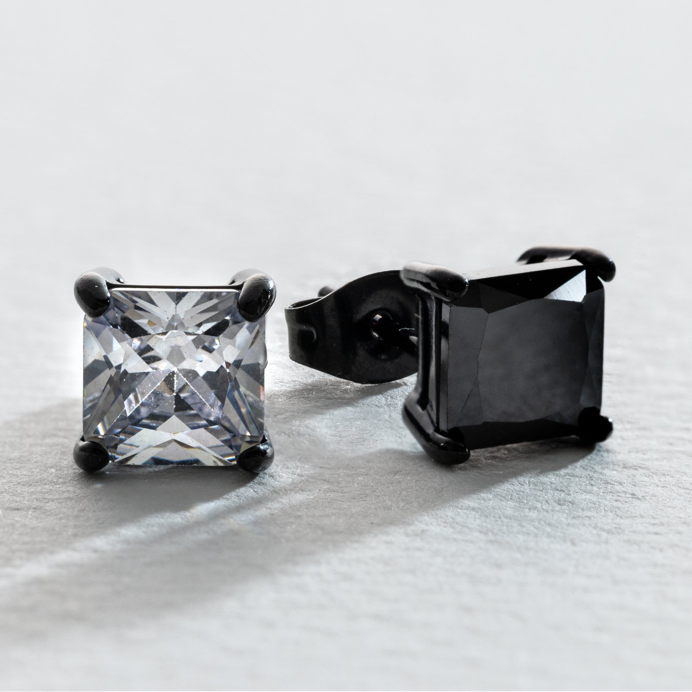 Revere Men's Cubic Zirconia Square Stud Earrings - Set of 2