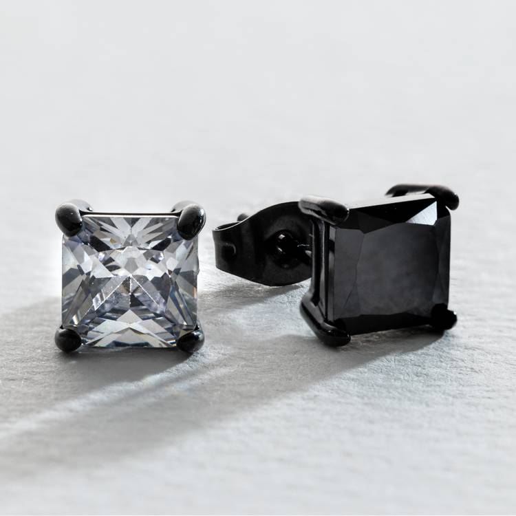 Revere Men's Cubic Zirconia Square Stud Earrings - Set of 2 0