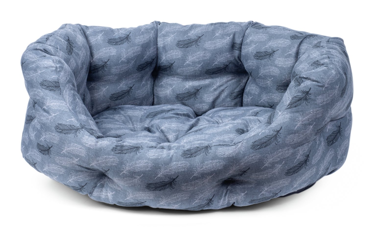 Petface Grey Feather Oval Dog Bed - Small