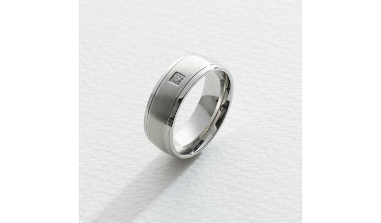 Revere Men's Stainless Steel Cubic Zirconia Ring - Size U