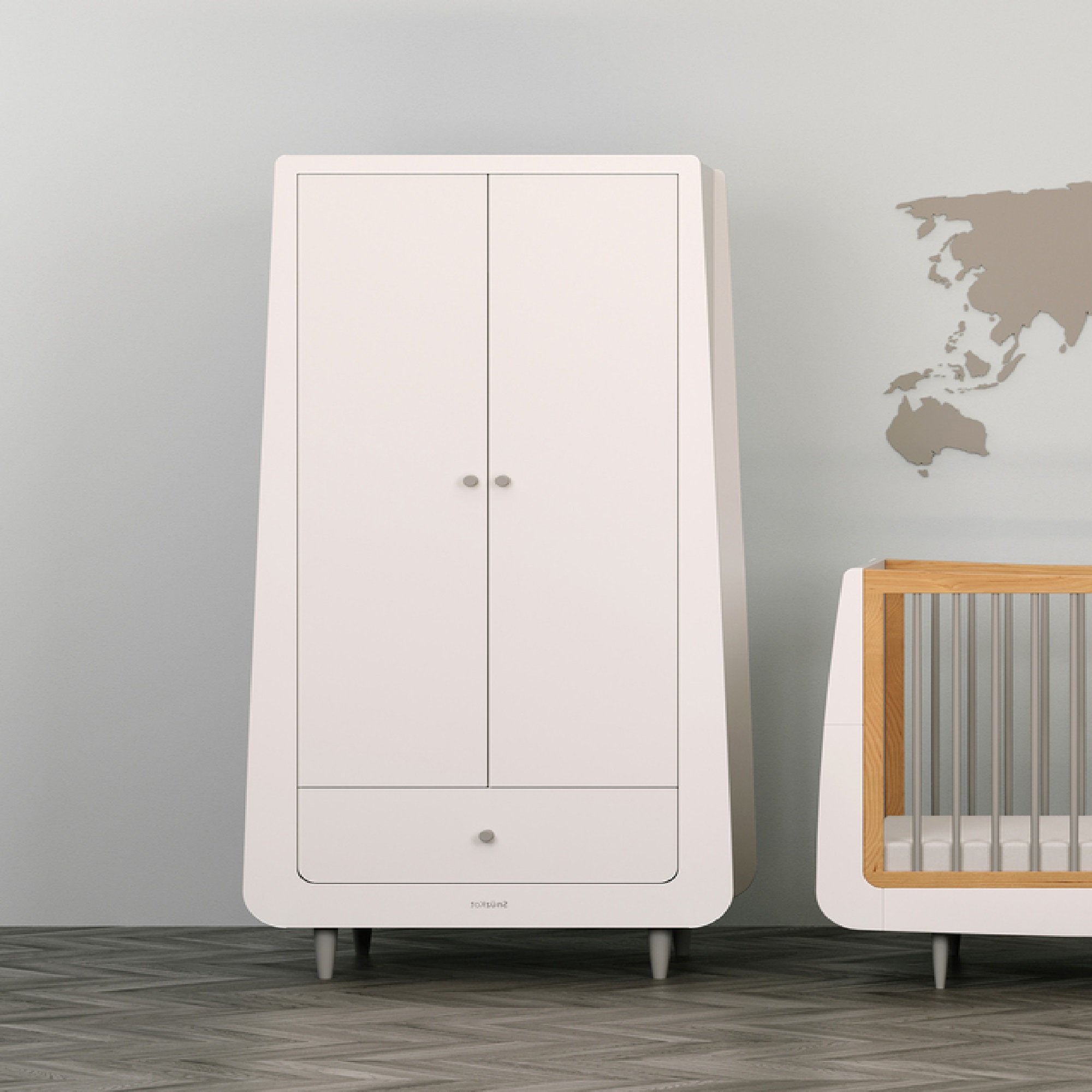 Snuzkot Skandi  Nursery Wardrobe- White and Grey