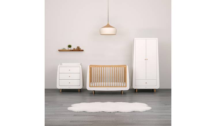 Buy Snuzkot Skandi Cot Bed Nursery Furniture Set-White & Natural ...