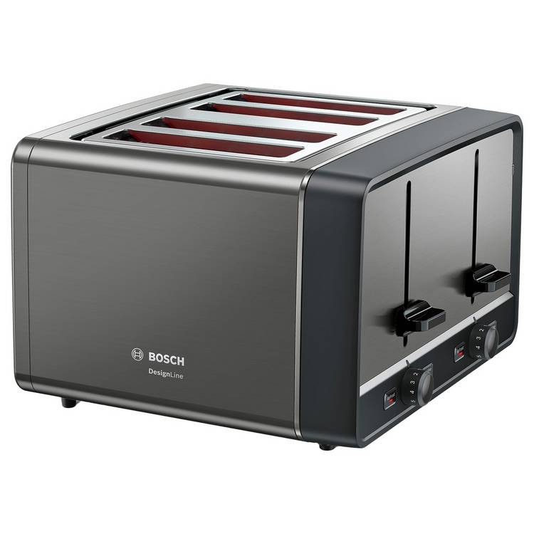 Bosch TAT5P445GB Designline Egro 4 Slice Toaster Anthracite 0