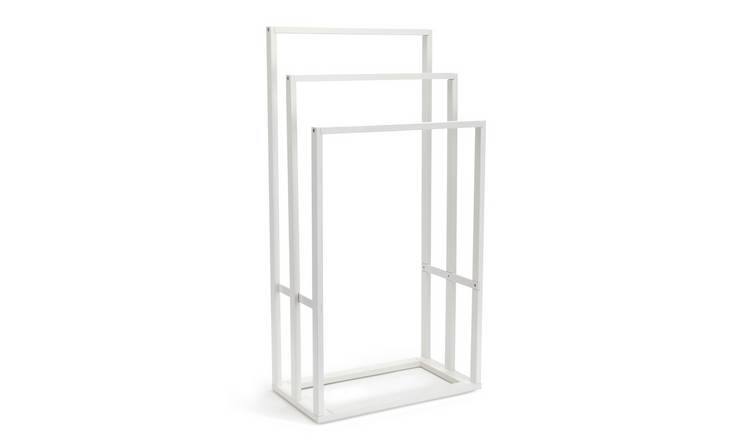 Buy Habitat 3 Tier Bamboo Towel Rail White Towel rails and rings Argos