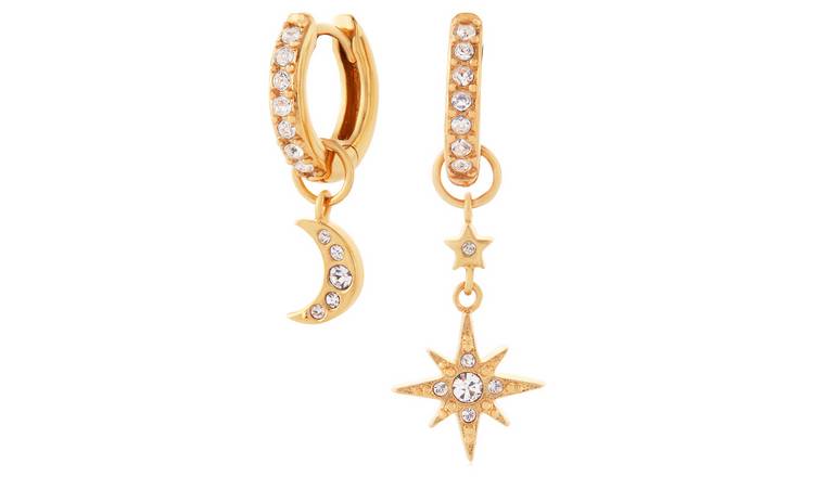 Buy Olivia Burton Gold Plated Moon Star Huggie Hoop Earrings