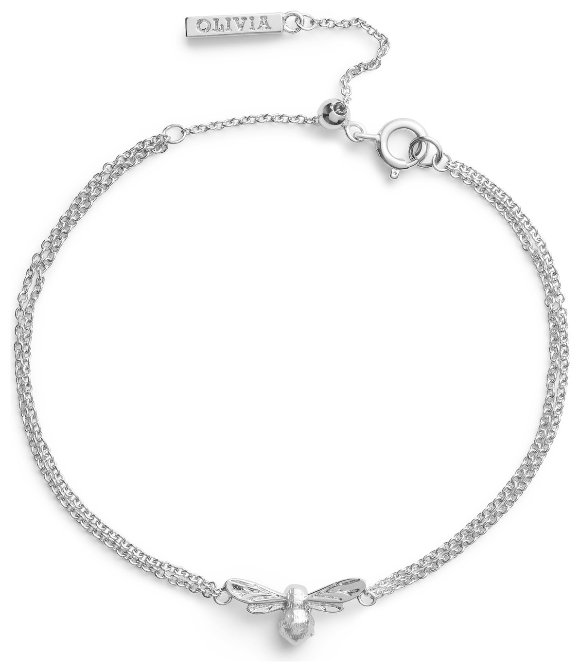 Olivia Burton Silver Plated Lucky Bee Double Strand Bracelet