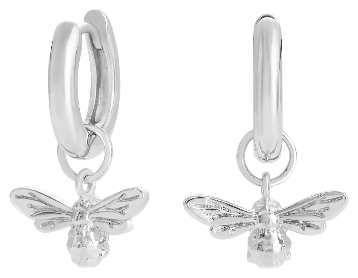 Olivia Burton Silver Plated Bee Huggie Hoop Earrings