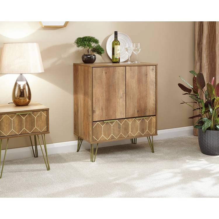GFW Orleans 2 Door Wine Cabinet - Mango Wood Effect 0