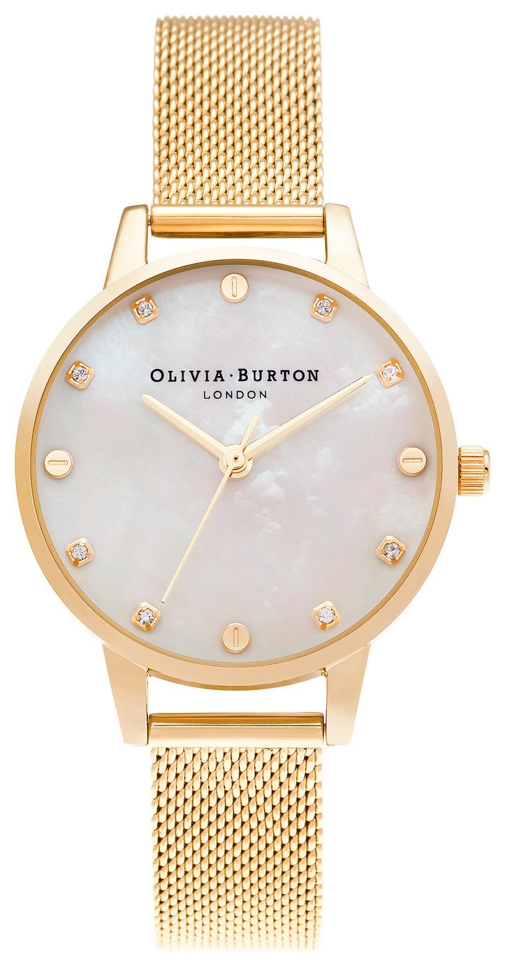 Olivia Burton Classics White & Gold Mesh Watch