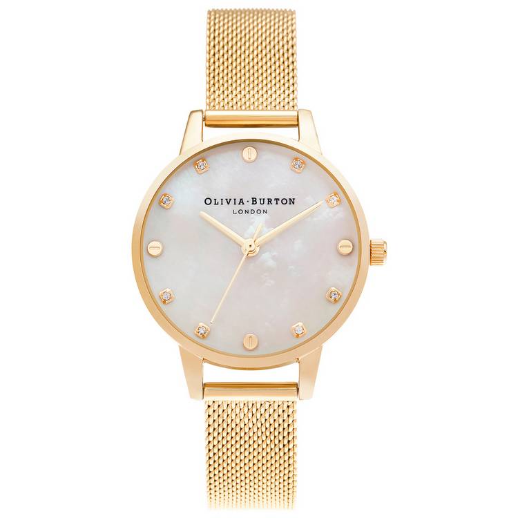 Olivia Burton Classics White & Gold Mesh Watch 0