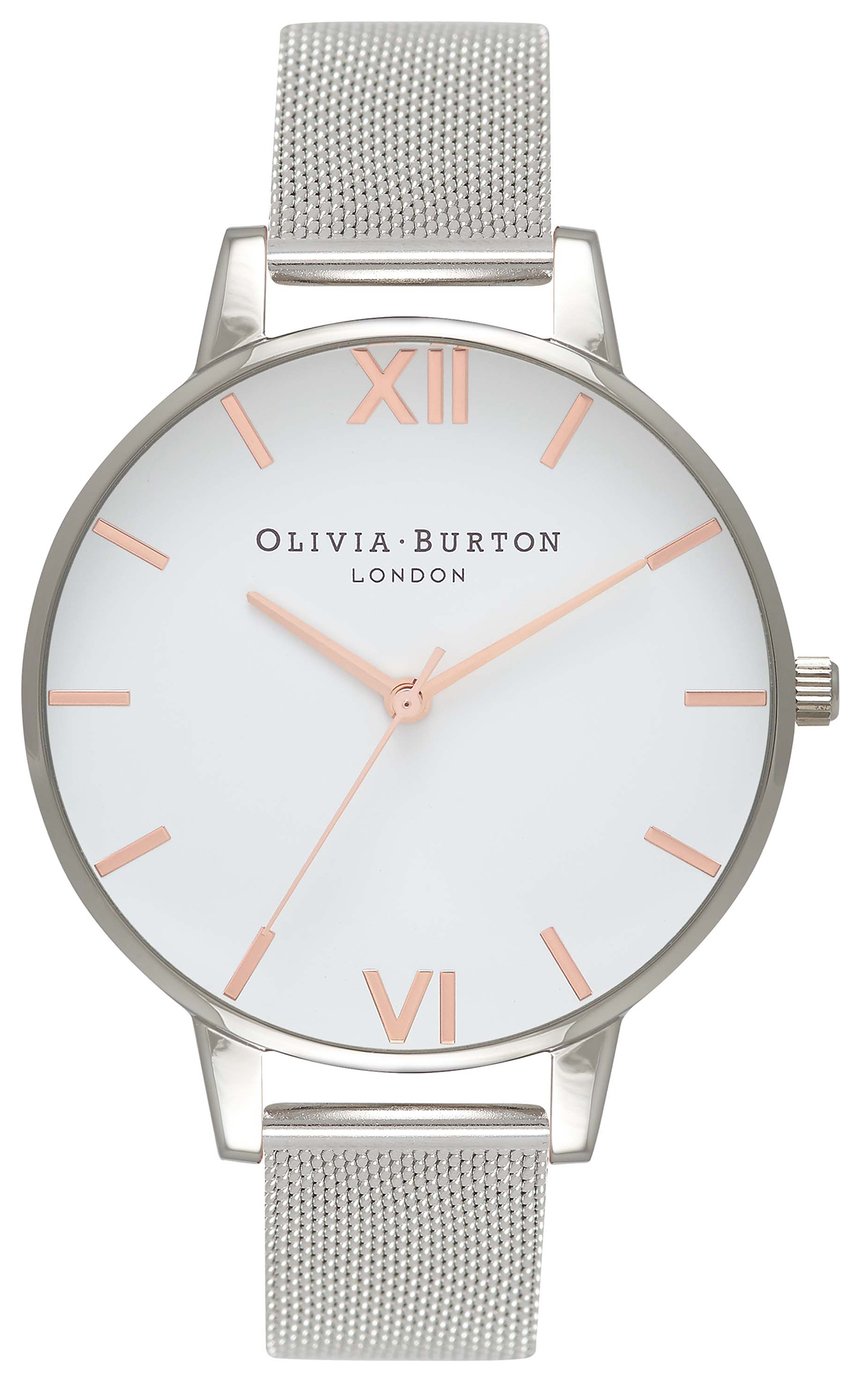 Olivia Burton Classics White And Silver Mesh Watch