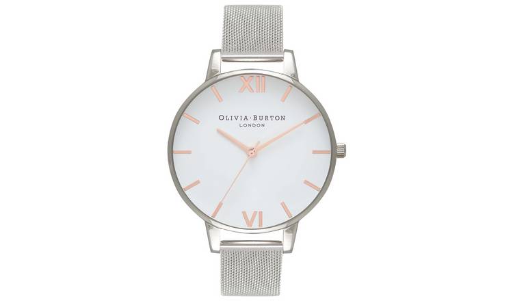 Buy Olivia Burton Classics White And Silver Mesh Watch Argos