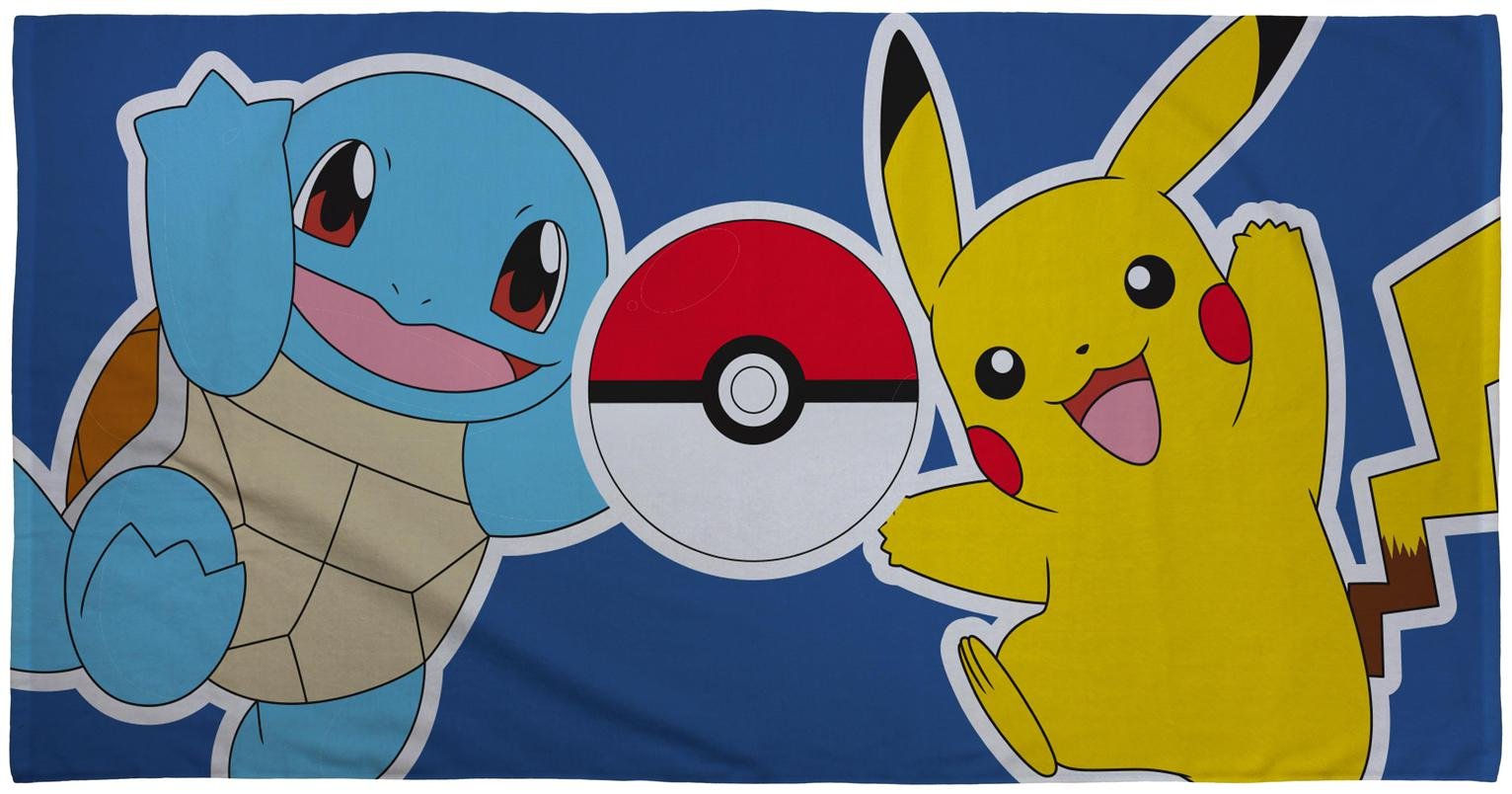 Pokemon Squirtle Pikachu Beach Towel - Blue & Yellow