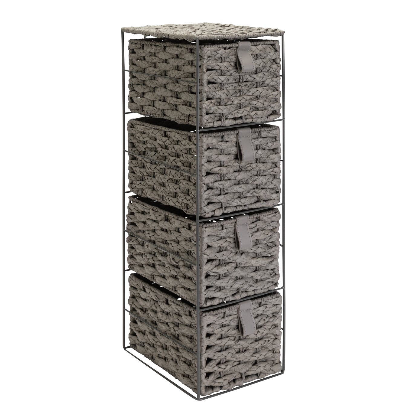 Argos Home 4 Drawer Woven Slimline Storage Tower - Grey