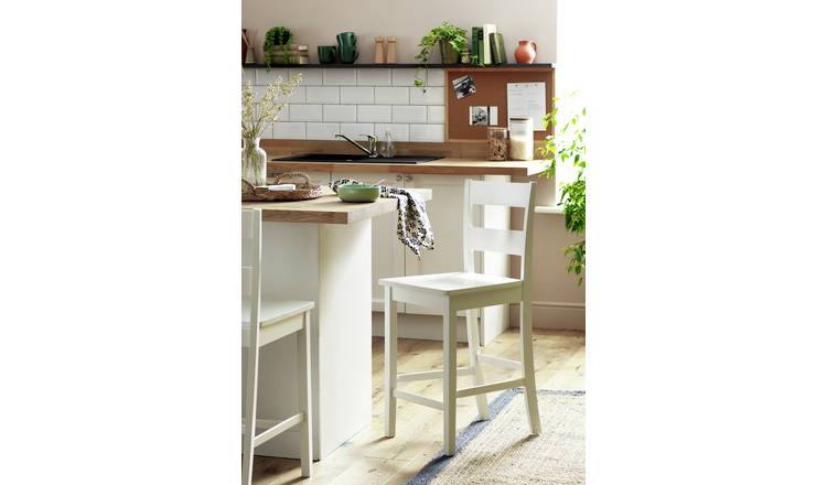 Buy Habitat Chicago Solid Wood Bar Stool White Bar stools Argos