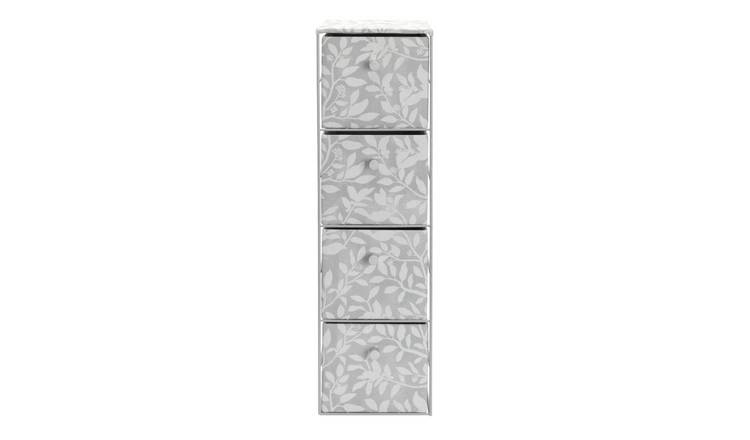 Buy Argos Home 4 Drawer Fabric Bathroom Storage Unit Grey Leaf Freestanding bathroom cabinets Argos