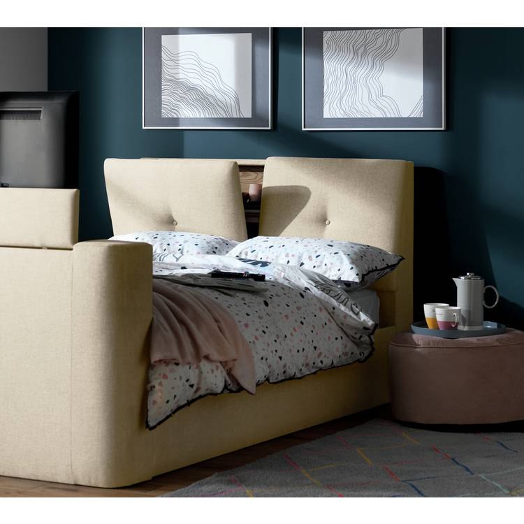 Argos Home Jakob Kingsize TV Ottoman Bed Frame - Natural 0