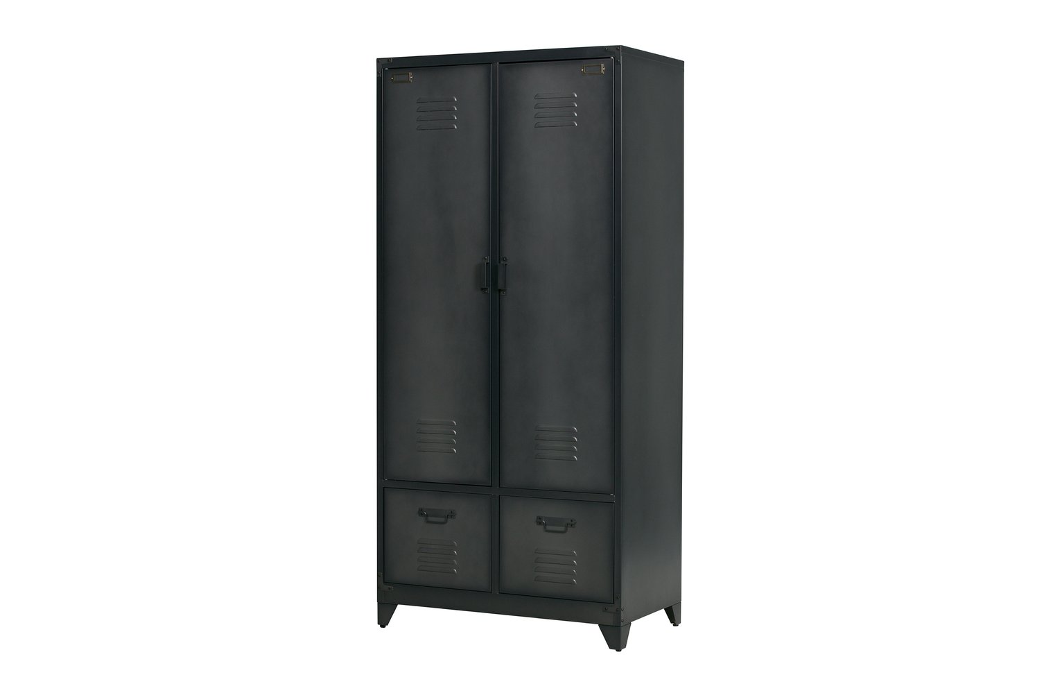 Woood Cas Black 2 Door 2 Drawer Metal Wardrobe