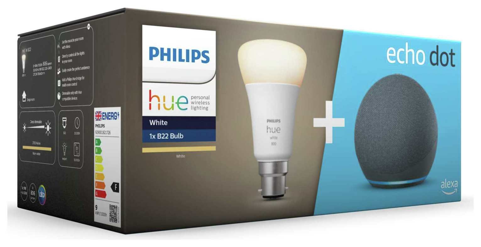 Amazon Echo Dot (4th Gen) with Philips Hue B22 Smart Bulb