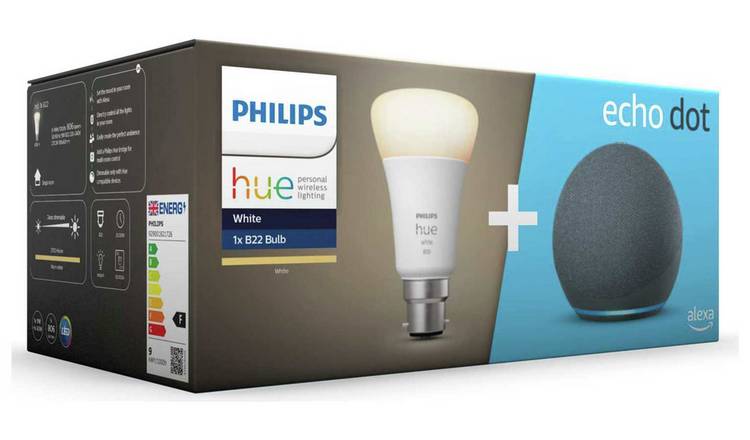 Amazon Echo Dot (4th Gen) with Philips Hue B22 Smart Bulb