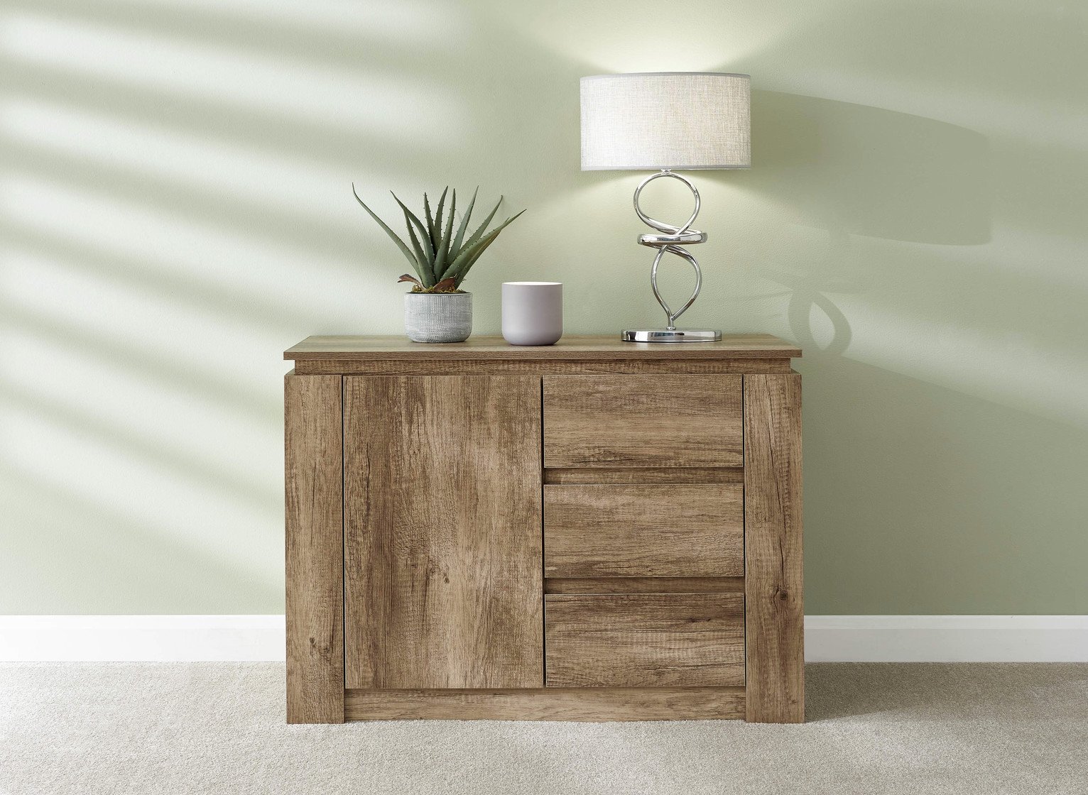 GFW Canyon 1 Door 3 Drawer Sideboard - Oak