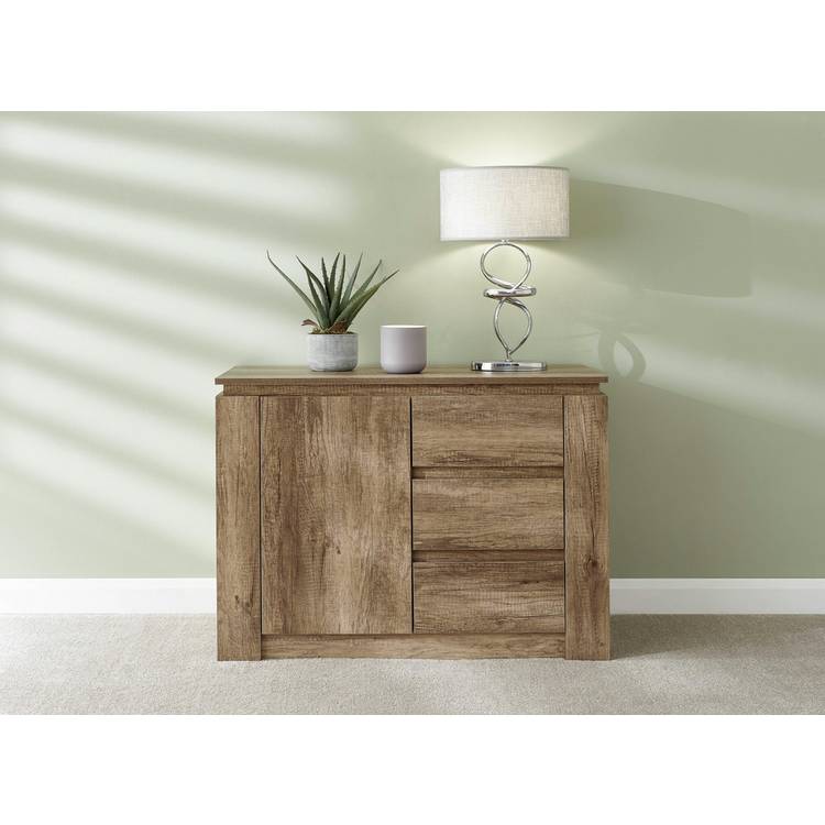 GFW Canyon 1 Door 3 Drawer Sideboard - Oak 0