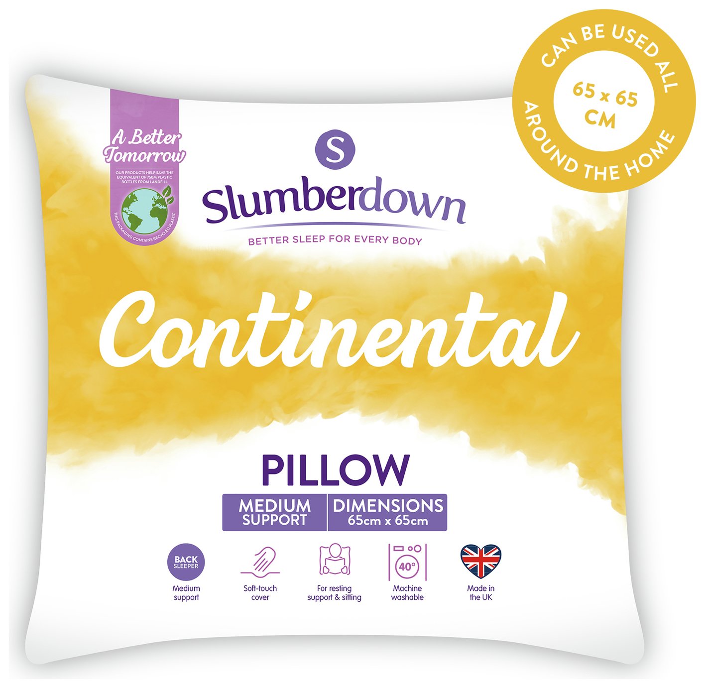 Slumberdown Continental Square Medium Pillow