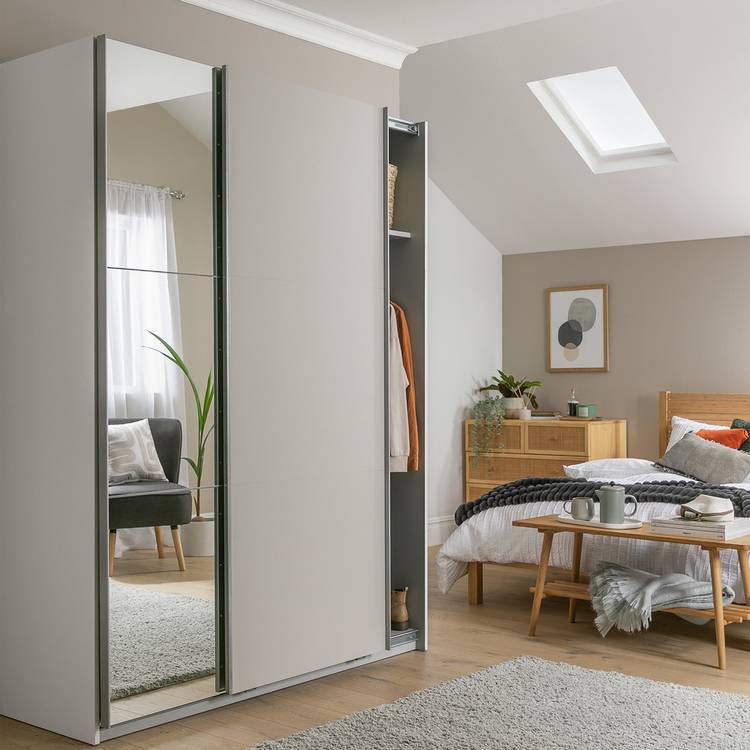 Habitat Holsted Mirrored Medium Sliding Wardrobe - Grey 0