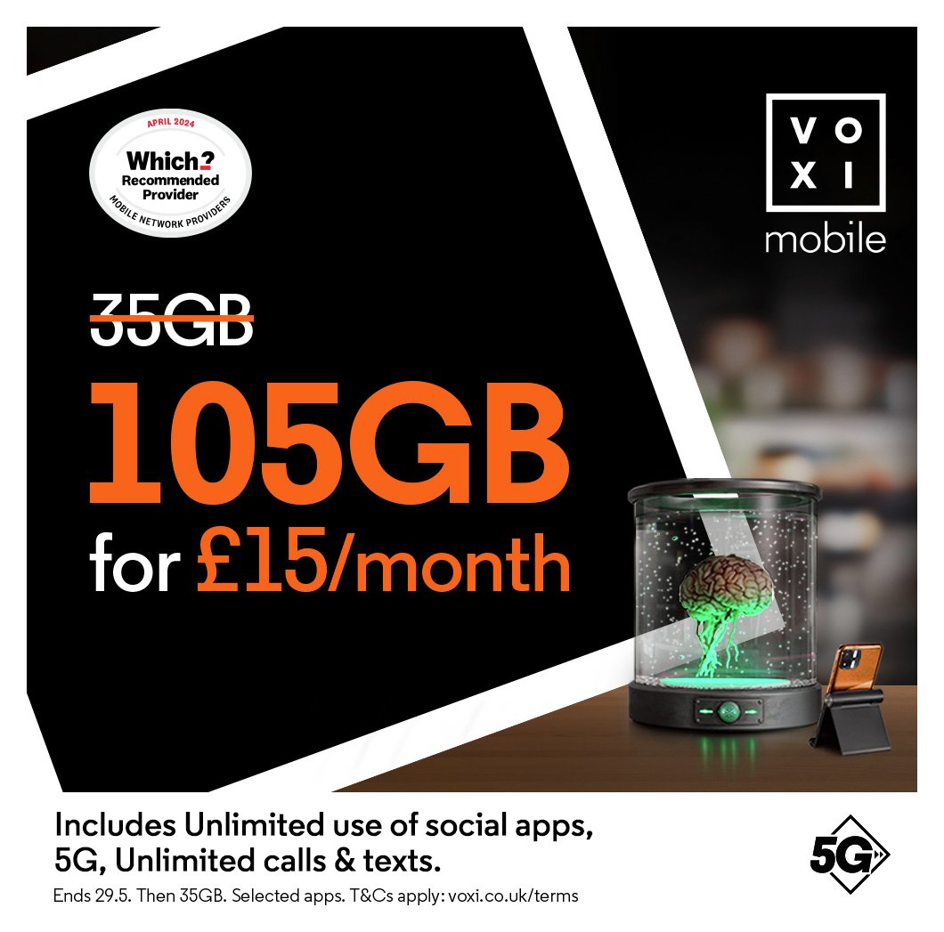 VOXI 90GB 30 Day Pay As You Go SIM Card