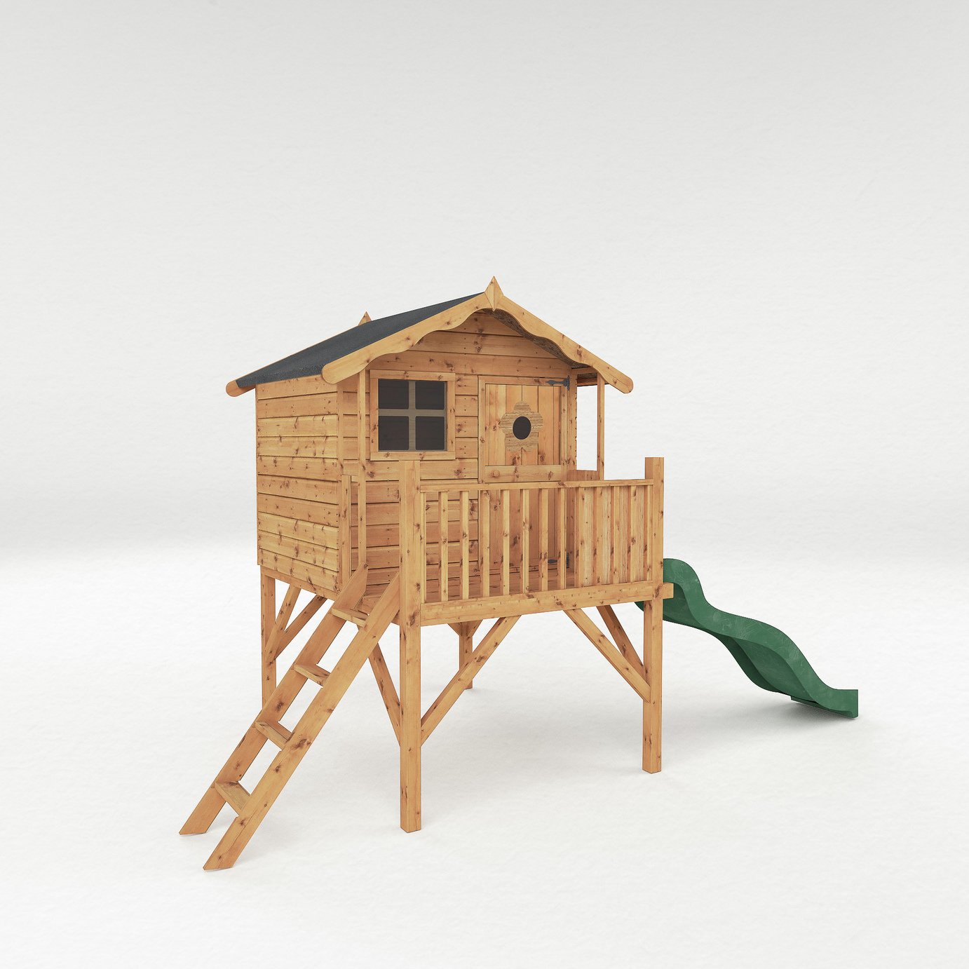 Mercia Tulip Wooden Playhouse with Tower and Slide